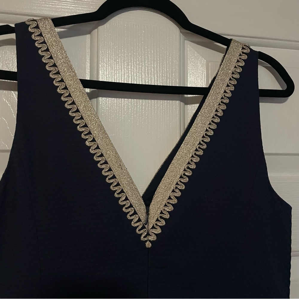 Lilly Pulitzer Junie Shift Dress Navy Blue Gold LIKE NEW - Picture 10 of 10